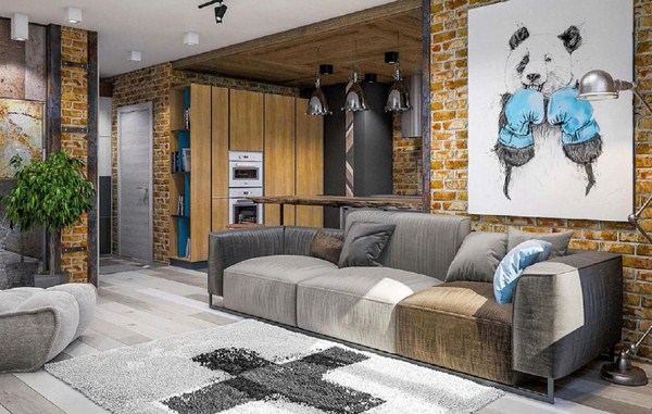 Interior moden dalam gaya loteng: gaya loteng di bahagian dalam apartmen, idea-idea foto