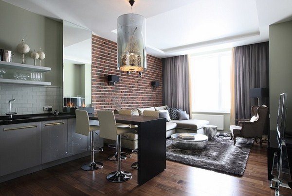 Interior moden dalam gaya loteng: gaya loteng di bahagian dalam apartmen, idea-idea foto