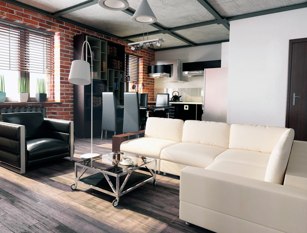 Interior moden dalam gaya loteng: gaya loteng di bahagian dalam apartmen, idea-idea foto