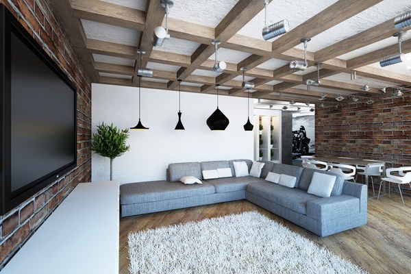 Interior moden dalam gaya loteng: gaya loteng di bahagian dalam apartmen, idea-idea foto