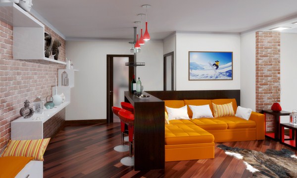 Interior moden dalam gaya loteng: gaya loteng di bahagian dalam apartmen, idea-idea foto