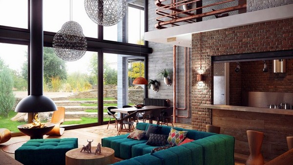 Interior moden dalam gaya loteng: gaya loteng di bahagian dalam apartmen, idea-idea foto