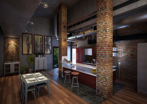 Interior moden dalam gaya loteng: gaya loteng di bahagian dalam apartmen, idea-idea foto