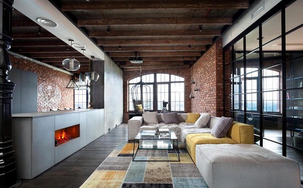 Interior moden dalam gaya loteng: gaya loteng di bahagian dalam apartmen, idea-idea foto
