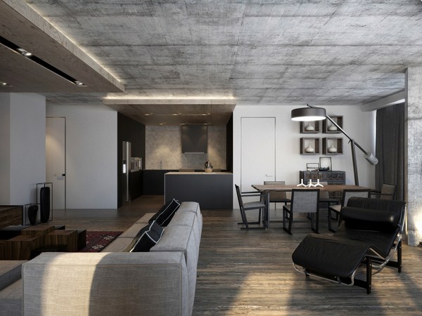 Interior moden dalam gaya loteng: gaya loteng di bahagian dalam apartmen, idea-idea foto