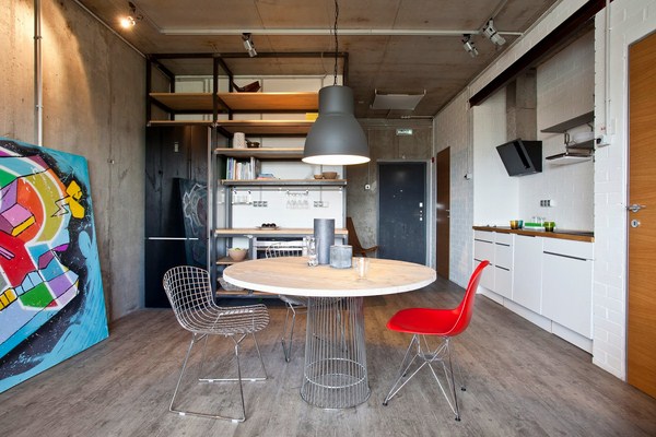 Interior moden dalam gaya loteng: gaya loteng di bahagian dalam apartmen, idea-idea foto
