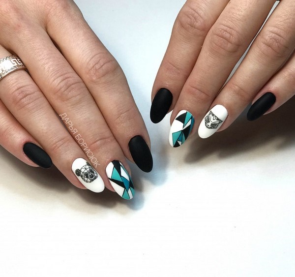 Manicure yang indah untuk kuku berbentuk almond 2024-2025: foto