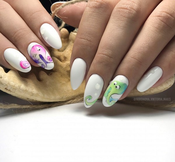 Manicure yang indah untuk kuku berbentuk almond 2024-2025: foto