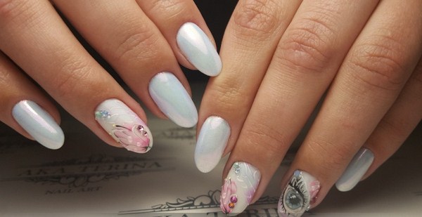 Manicure yang indah untuk kuku berbentuk almond 2024-2025: foto