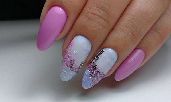 Manicure yang indah untuk kuku berbentuk almond 2024-2025: foto