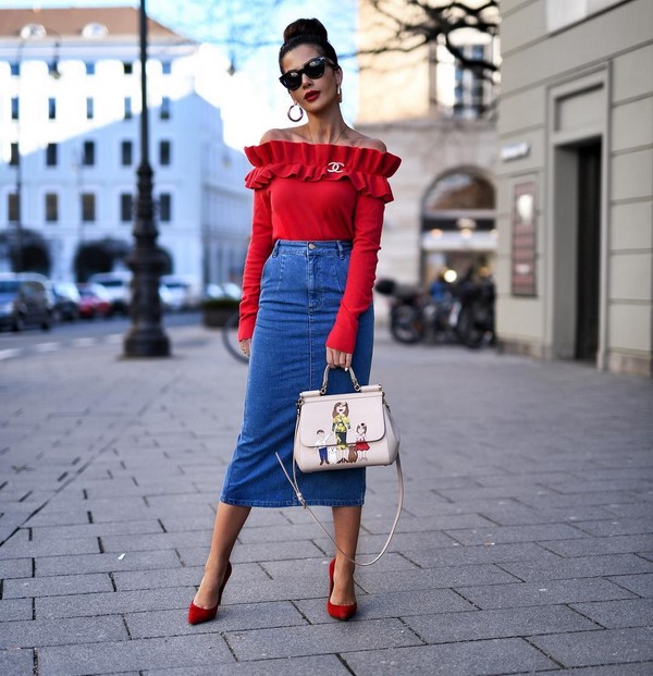 Rok denim yang menarik 2024-2025 - idea foto busur untuk setiap selera