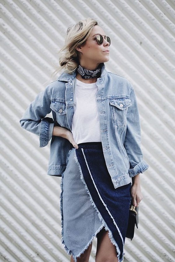 Rok denim yang menarik 2024-2025 - idea foto busur untuk setiap selera